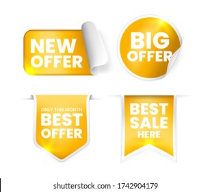 Set of High Quality Realistic Golden Labels on White Background . Isolated Vector Elements