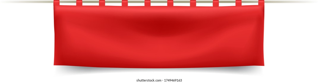 Set of High Quality Red Textile Banners with Folds with Ropes on White Background . Isolated Vector Elements 