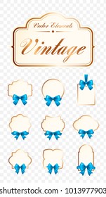 Set of High Quality Vintage Labels on Transparent Background . Vector Isolated Illustration