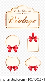 Set of High Quality Vintage Labels on Transparent Background . Vector Isolated Illustration