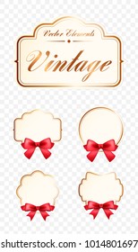 Set of High Quality Vintage Labels on Transparent Background . Vector Isolated Illustration