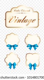 Set of High Quality Vintage Labels on Transparent Background . Vector Isolated Illustration