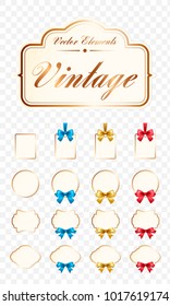 Set of High Quality Vintage Labels on Transparent Background . Vector Isolated Illustration