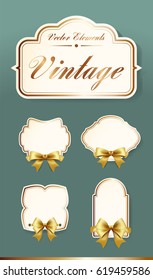 Set of High Quality Vintage Labels on Dark Background . Vector Isolated Illustration