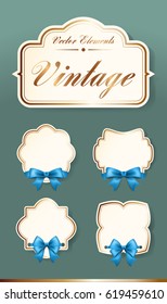 Set of High Quality Vintage Labels on Dark Background . Vector Isolated Illustration