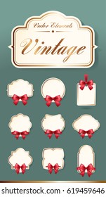 Set of High Quality Vintage Labels on Dark Background . Vector Isolated Illustration