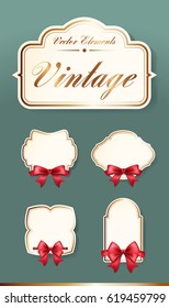 Set of High Quality Vintage Labels on Dark Background . Vector Isolated Illustration