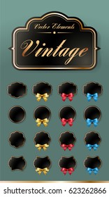 Set of High Quality Vintage Labels on Black Background . Vector Isolated Illustration