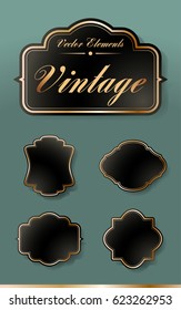 Set of High Quality Vintage Labels on Black Background . Vector Isolated Illustration