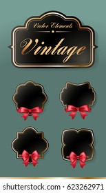 Set of High Quality Vintage Labels on Black Background . Vector Isolated Illustration