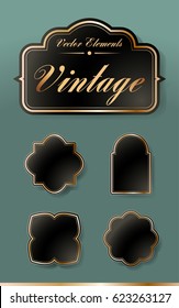 Set of High Quality Vintage Labels on Black Background . Vector Isolated Illustration