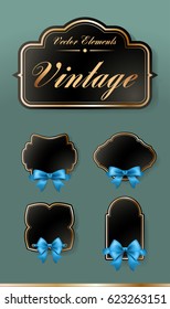 Set of High Quality Vintage Labels on Black Background . Vector Isolated Illustration
