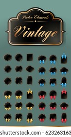 Set of High Quality Vintage Labels on Black Background . Vector Isolated Illustration