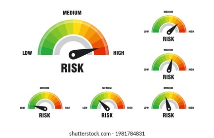 Set of High risk concept on speedometer vector illustration, Speedometer icon. Colorful infographic gauge element vector