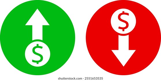 Set of high sales money increase icon. Contains such icons as Arrow. Cost rising icon

