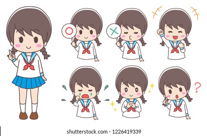 Set of high school girls