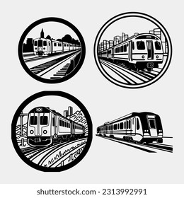 conjunto de vectores de emblema del metro de alta velocidad aislados en fondo blanco
