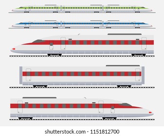 Set of High Speed train Vector and Illustration.