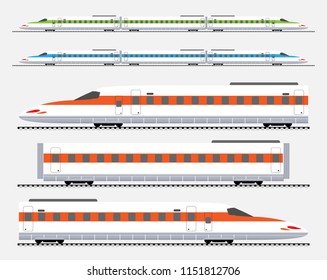 Set of High Speed train Vector and Illustration.