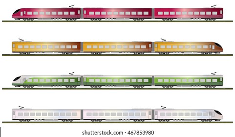 Set of High speed train vector illustration