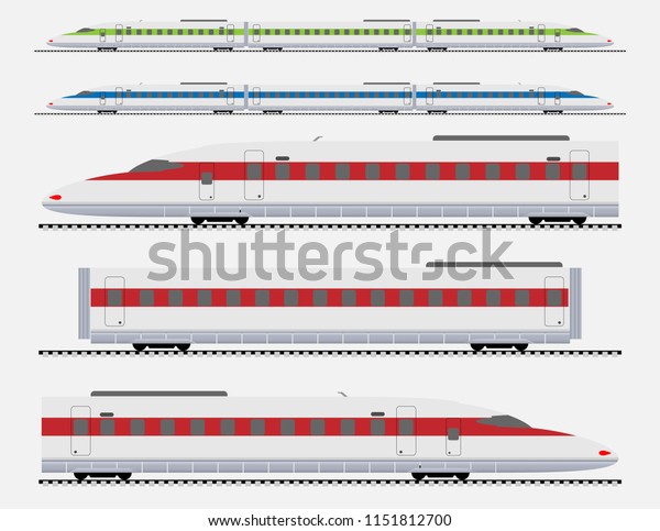 Set of High\
Speed train Vector and\
Illustration.