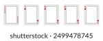 Set of high value hearts playing cards frames or borders including jack, queen, king, ace and joker in vector