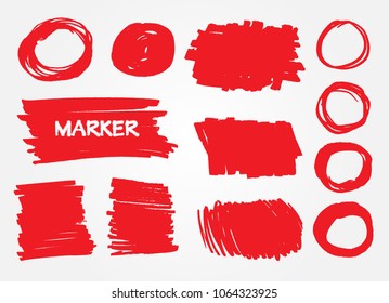 Set of highlight elements for design.Vector banners drawn with marker.