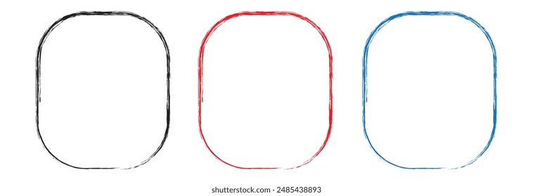 Conjunto de Elementos dibujados a mano de la pluma del pincel del resaltador. Rectángulo garabateado realzado amarillo en elegante Ilustración vectorial de dibujos a mano del marco negro para el diseño del memo del texto o el logotipo del estilo de la escuela