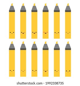A set of Highlighter character design or Highlighter mascot, perfect for logo, web and print illustration