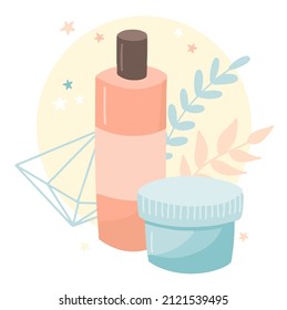 Set of highlights of beauty cosmetics. Vector icon illustration for beauty salon