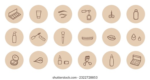 Set of highlights covers for social media. Vector make-up elements, isolated on white background.