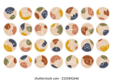 Conjunto de resaltados. Coberturas de moda vectorial para historias.
