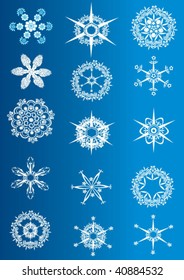 Set highly detailed complex snowflakes. Vector Image