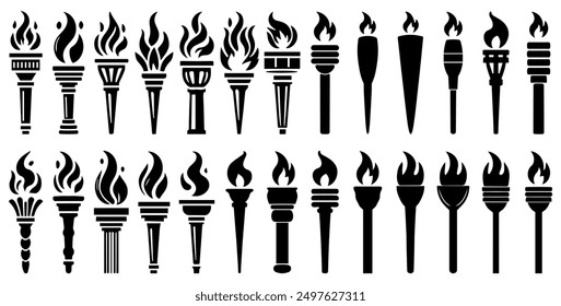 a set of high-quality vector torch icons