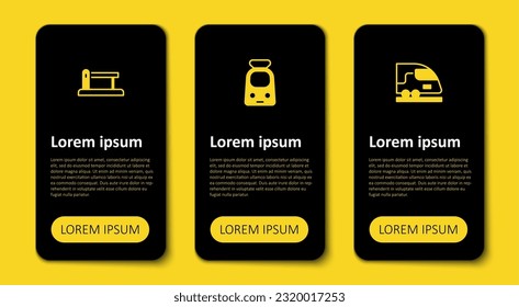 Set High-speed train, Train and railway and Railway barrier. Business infographic template. Vector