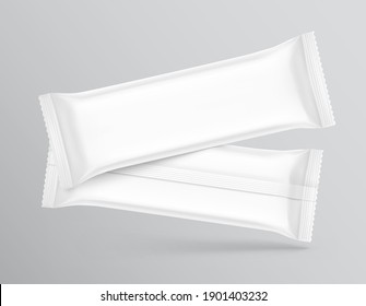 Set of hight realistic flow packaging mockups. Vector illustration. Can be use for your design, promo, ad and etc. EPS10.	
