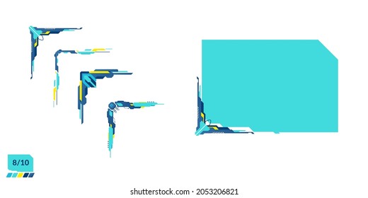 Set of high-tech corners for decoration, window interface design