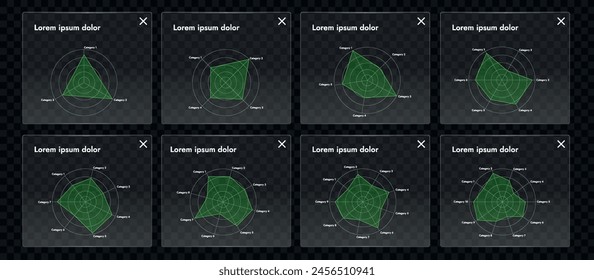 A set of high-tech interface components. Electronic panel display displays abstract graphics and information from vector graphics, infographics and other elements.