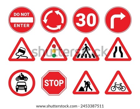 set of highway sign vectors illustration 