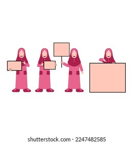 Set von Hijab Kid Holding Leer Board