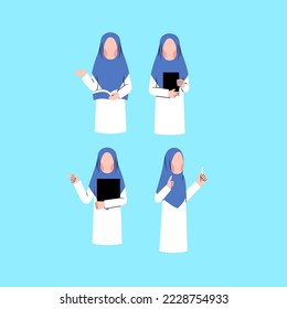 Set Of Hijab Teacher Character 