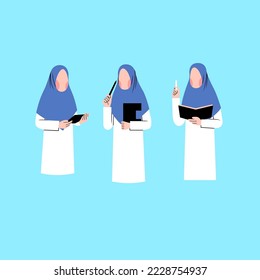 Set Of Hijab Teacher Character 