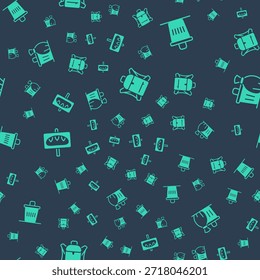 Set Hiking backpack, Trash can, Donation food and  on seamless pattern. Vector