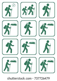 Set of Hiking icon illustration isolated vector sign symbol

