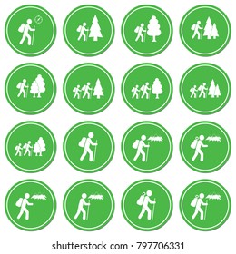 Set of Hiking icon illustrations isolated vector sign symbol
