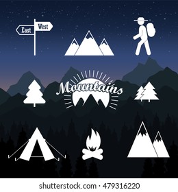 Set of hiking icons