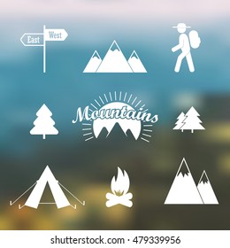 Set of hiking icons