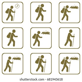 Set of Hiking icons. Illustration isolated vector sign symbol

