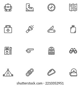 Juego de iconos de la línea de senderismo