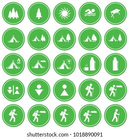 Set of Hiking tourists icon. Vector illustration